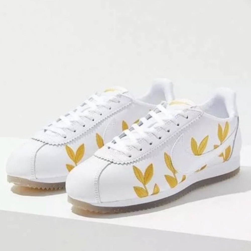Nike Cortez Gold Embroidered Leaves
